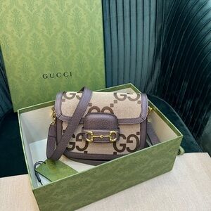 Gucci Brown GG Horsebit Canvas Crossbody Bag
